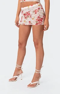 Edikted Portofino Printed Sheer Lace Mini Skirt