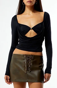 Third Charm Andrea Bead Center Long Sleeve Top