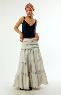Daisy Street Dew Grid Print Maxi Skirt