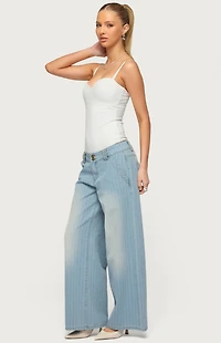 Edikted Petite Cory Striped Low Rise Baggy Jeans