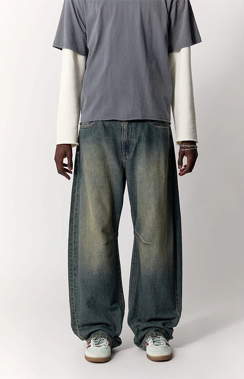 Pacsun Mason Baggy Barrel Jeans Dark Blue