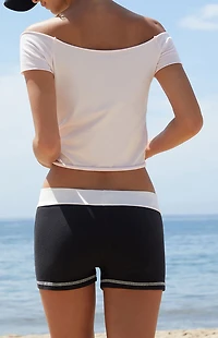 John Galt Black & White Madelyn Contrast Lounge Shorts