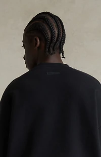Fear of God ESSENTIALS Jet Black '90s Fit Fleece Crew Neck Sweatshirt