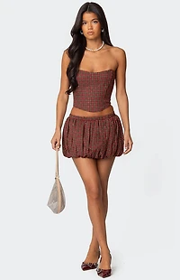 Edikted Marlene Plaid Bubble Mini Skirt