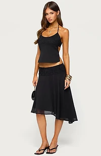 Edikted Evia Lace Asymmetric Midi Skirt