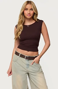 Edikted Jarah Pointelle Knit Boat Neck Top