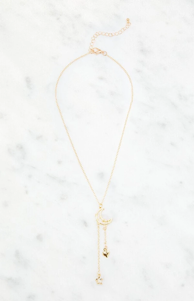 LA Hearts Moon Pendant Necklace