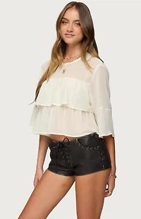 Edikted Missey Ruffled Chiffon Top