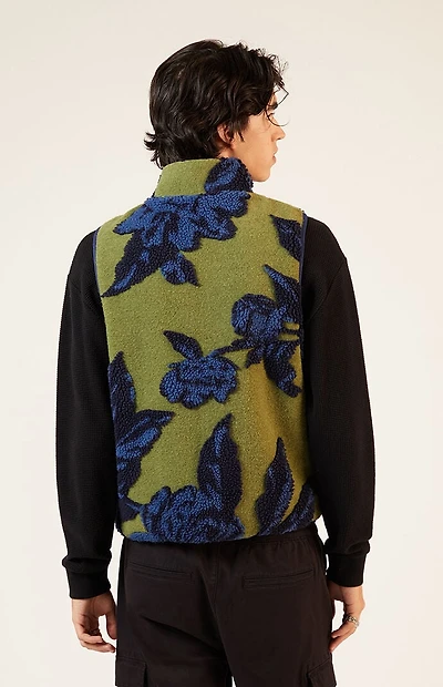 Pacsun Olive Sherpa Print Vest