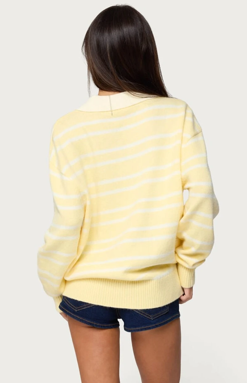 Edikted Rilynn Striped Polo Sweater
