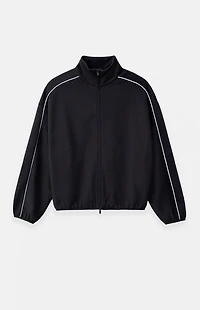 Fear of God ESSENTIALS Jet Black & Cloud White Modern Fleece Track Jacket