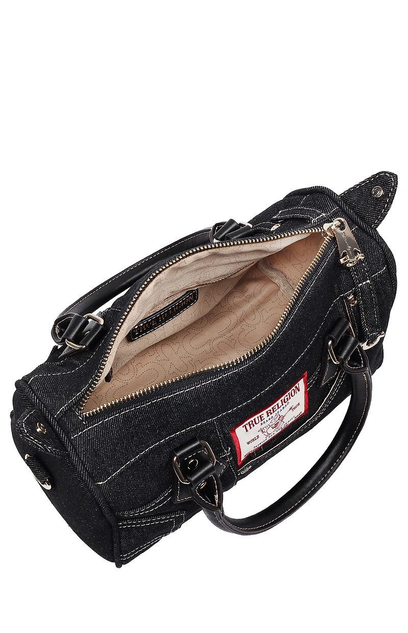 True Religion Black Denim Heritage Satchel Bag