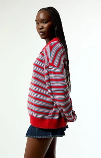 WEWOREWHAT Striped Henley Polo Sweater