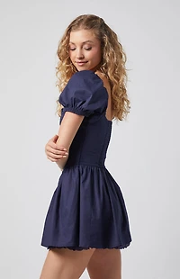 Beverly and Beck Lauren Lace Trim Mini Dress