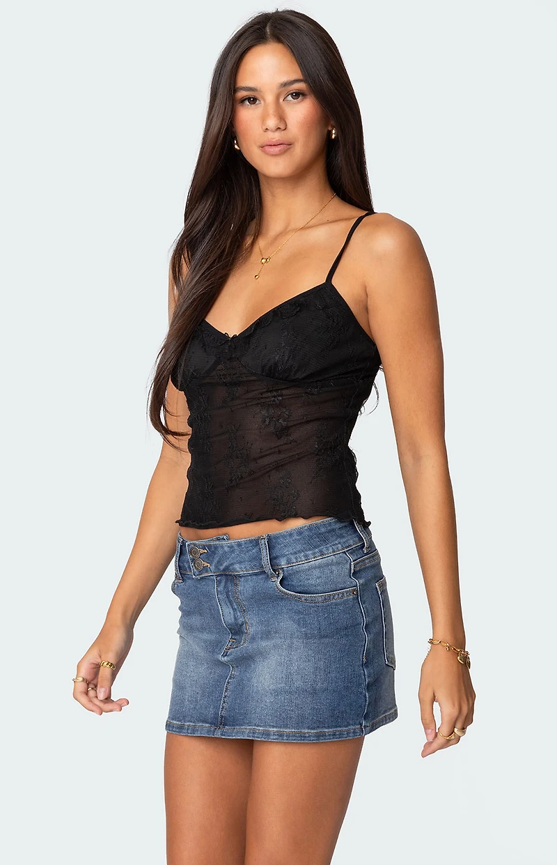 Edikted Angelina Sheer Lace Tank Top