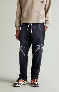 Pacsun Washed Black Graphic Fleece Straight Leg Sweatpants