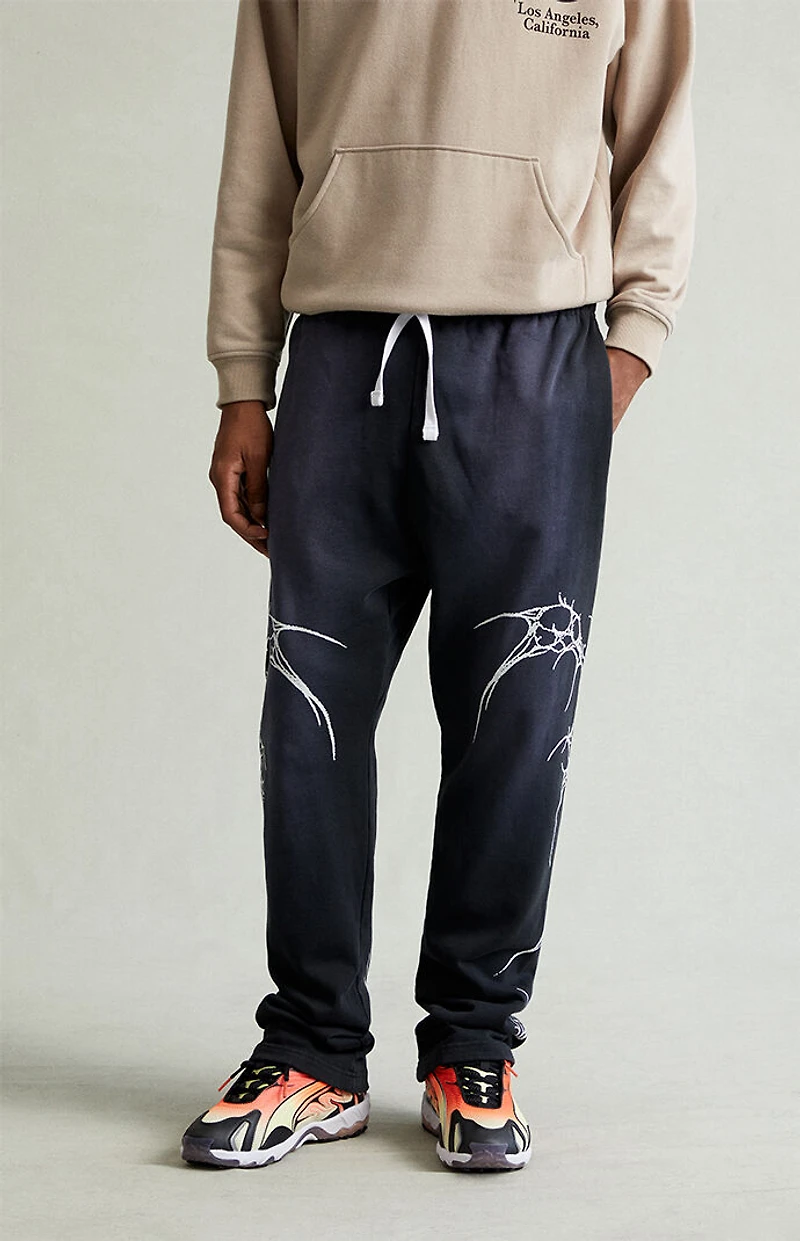 Pacsun Washed Black Graphic Fleece Straight Leg Sweatpants