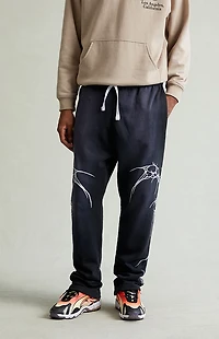 Pacsun Washed Black Graphic Fleece Straight Leg Sweatpants
