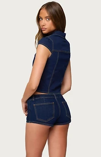 Edikted Contrast Stitch Button Up Denim Shirt