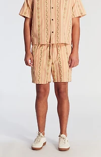Pacsun Coral Striped Floral Volley Shorts