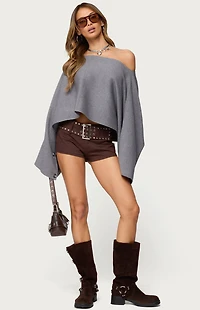 Edikted Sharla Off Shoulder Poncho Sweater