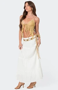 Edikted Yola Embroidered Tie Front Top
