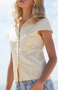 John Galt Yellow Rue Collared Top