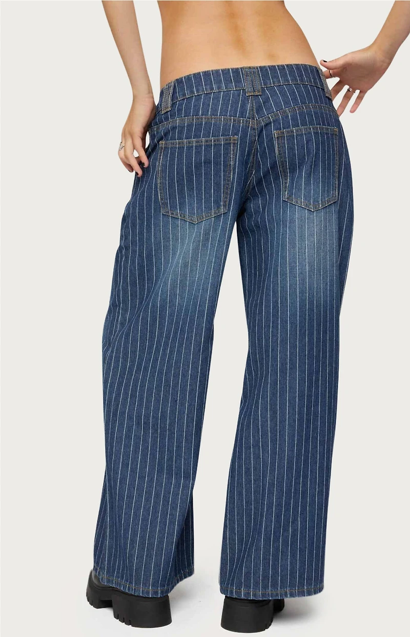 Edikted Petite Cory Striped Low Rise Jeans