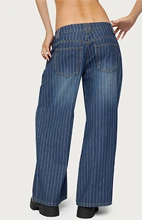 Edikted Petite Cory Striped Low Rise Jeans