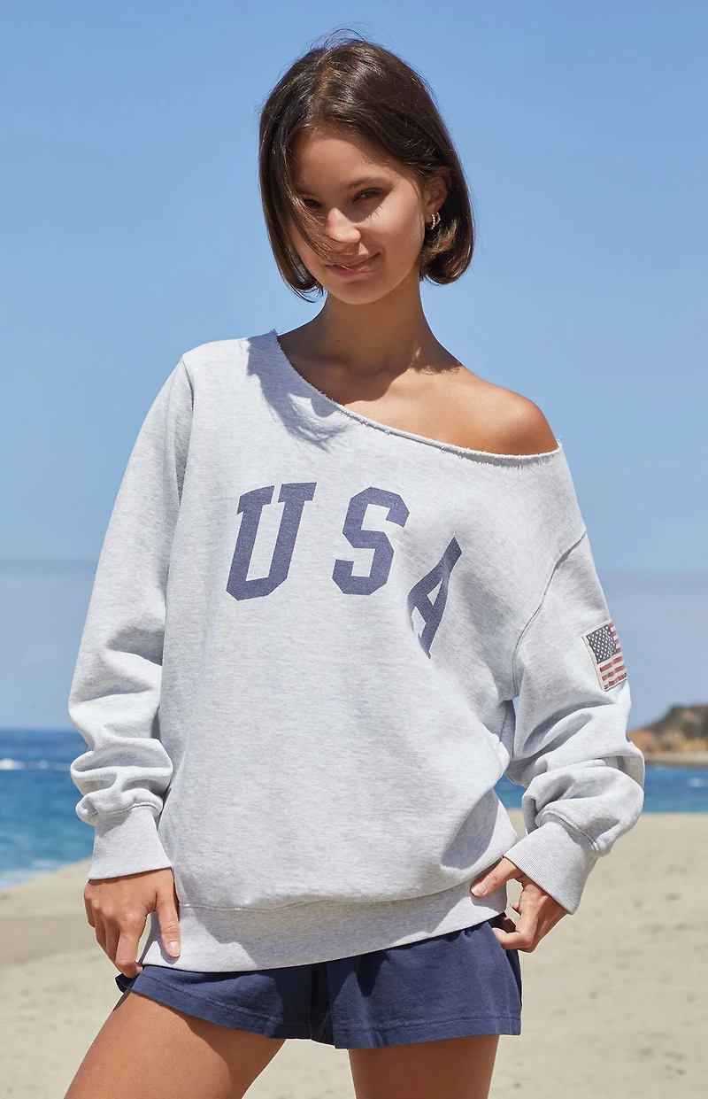 John Galt Stelle USA Off-The-Shoulder Sweatshirt