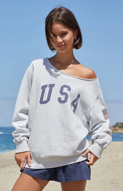 John Galt Stelle USA Off-The-Shoulder Sweatshirt