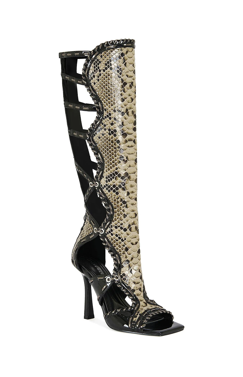 AZALEA WANG Women's Indranihigh Snakeskin Boots