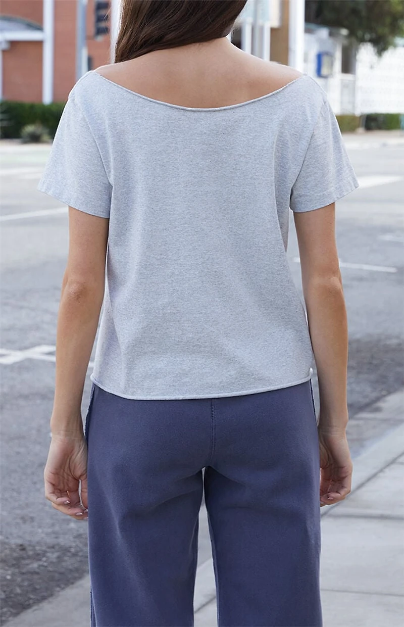 John Galt Silver Robyn New York Off-The-Shoulder T-Shirt