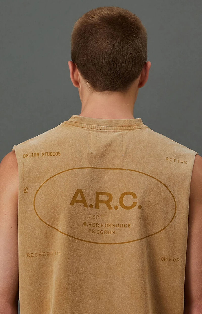 A.R.C. Light Tan Vintage Wash Cut Off Muscle T-Shirt