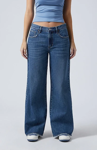 Pacsun Lena Low Rise Super Baggy Jeans Dark Indigo