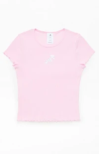 adidas Kids Pink Ribbed Baby T-Shirt