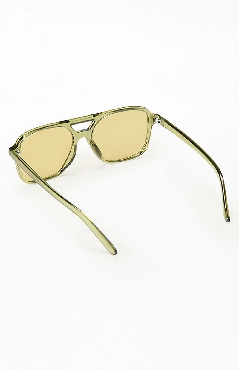 Pacsun Olive Violette Plastic Aviator Sunglasses