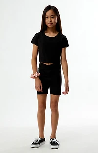 PAC 1980 Kids WHISPER Active Black Crew Neck T-Shirt