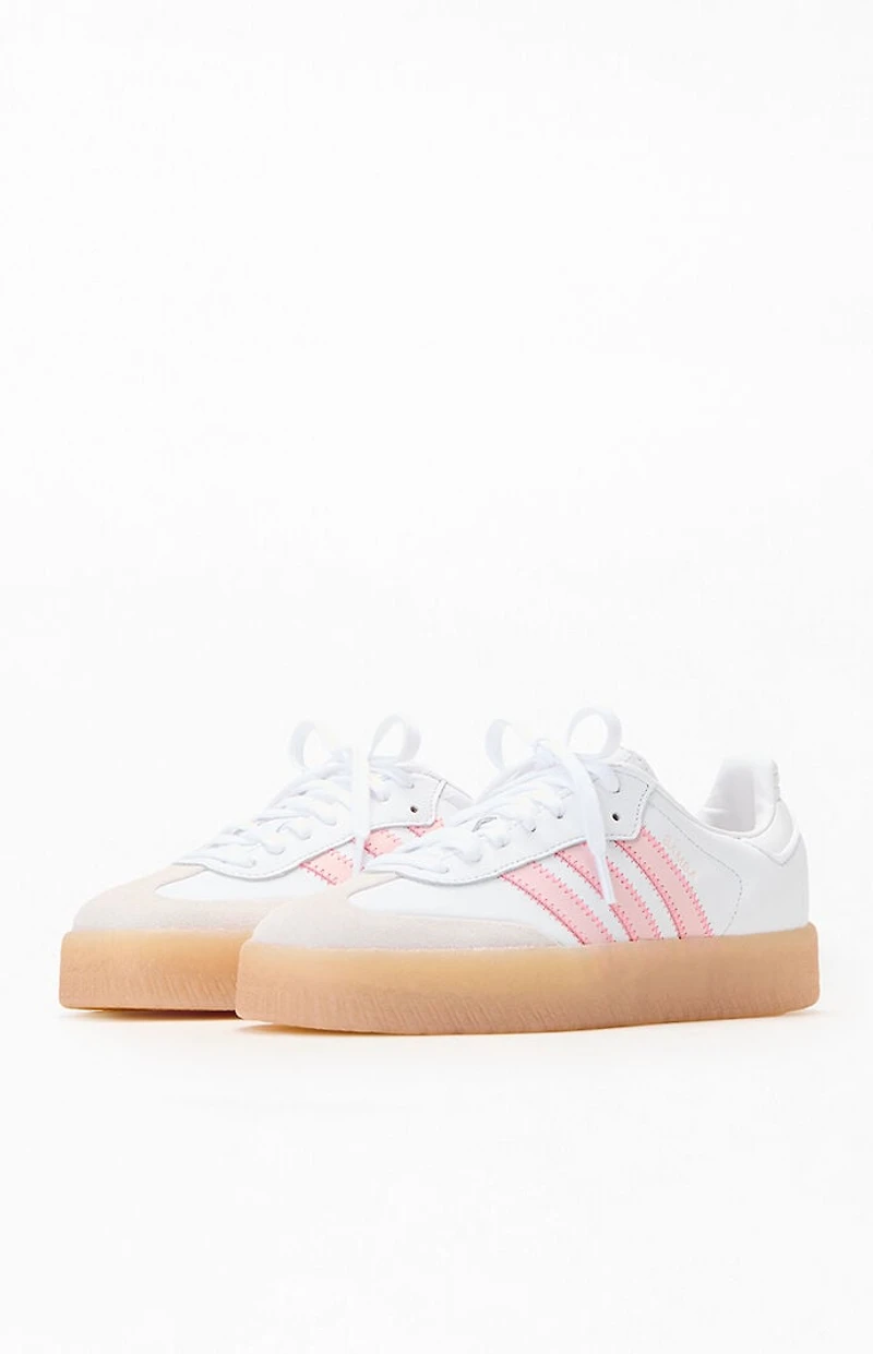 adidas Women's White & Pink Samba Sneakers