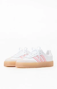 adidas Women's White & Pink Samba Sneakers