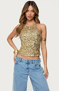 Edikted Pasha Sequin Tank Top
