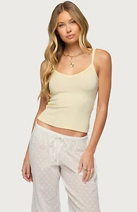 Edikted Aspyn V Neck Ribbed Tank Top