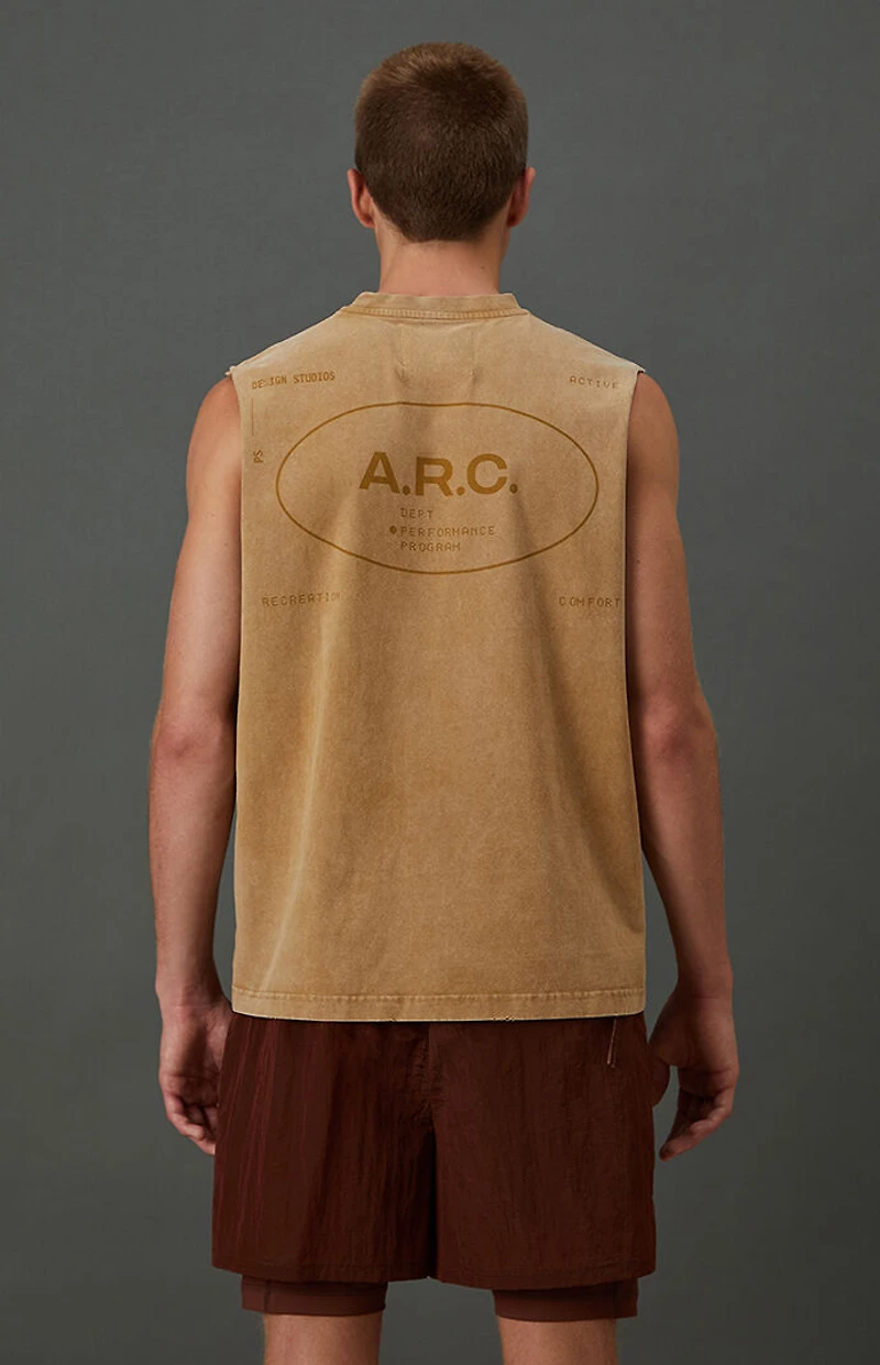 A.R.C. Light Tan Vintage Wash Cut Off Muscle T-Shirt