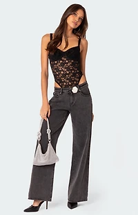 Edikted Lace & Satin Cupped Bodysuit