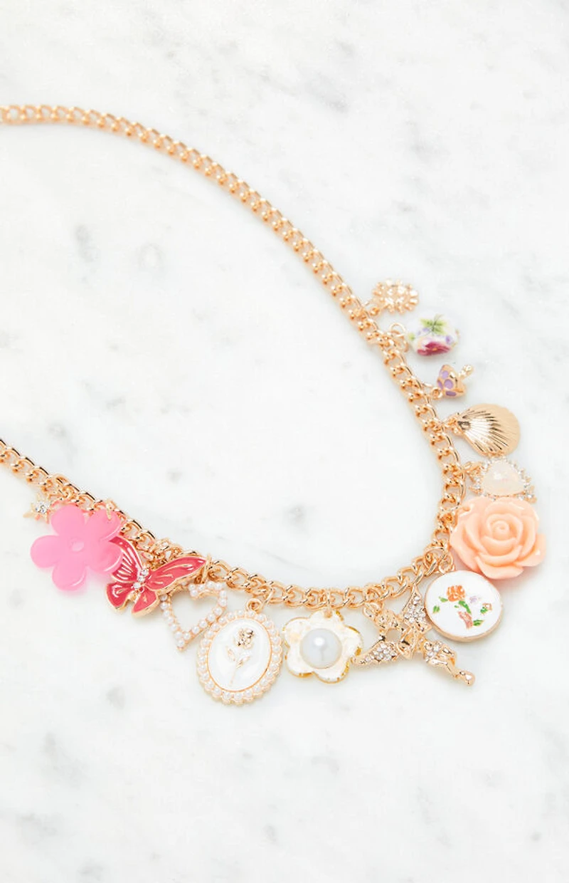 LA Hearts Girly Charm Necklace
