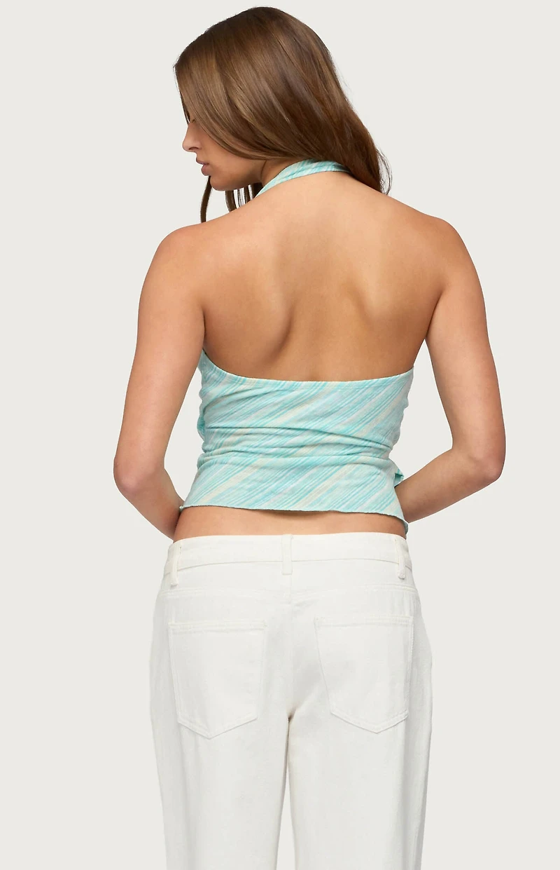 Edikted Aquarelle Striped Wrap Halter Top