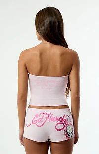 Ed Hardy Pink Flame Skull Tube Top