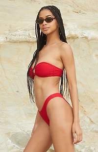 Pacsun Red Scrunch High Cut Bikini Bottom