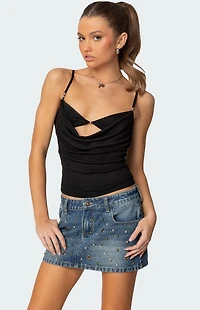 Edikted Layered Bra Cowl Neck Top