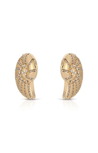 Ettika Crystal Studded Nautilus Shell Earrings